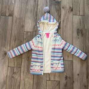 Multi color heart design warm jacket/sweater
